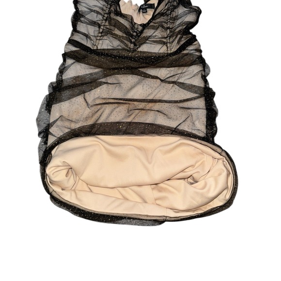 Lulus Dress Sz L Dazzling Black Beige Metallic Bodycon Mini Whimsigoth Fairy - Picture 12 of 12